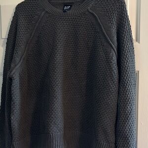 GAP Charcoal Gray Textured Crewneck Sweater